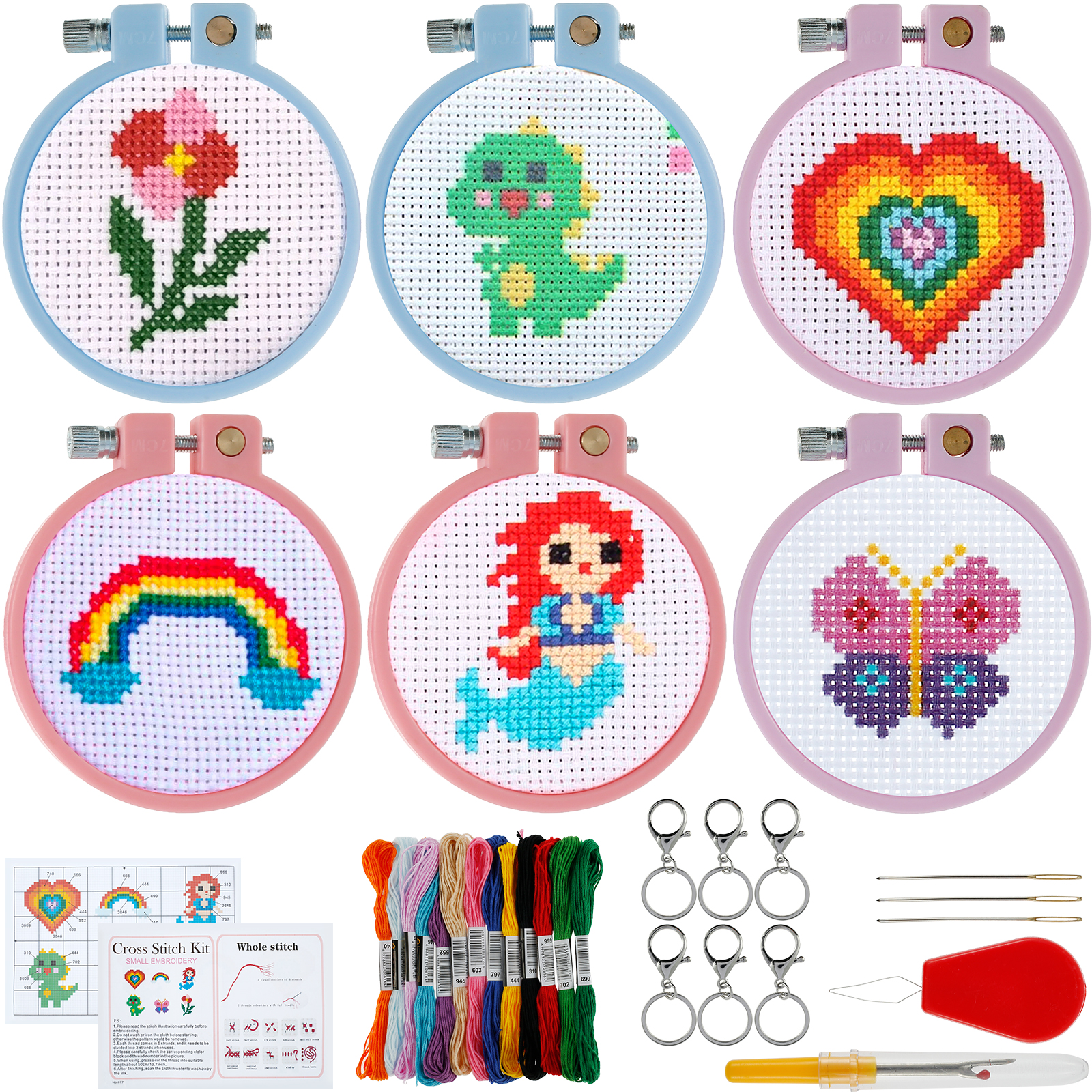 Stitch Marker Ring - 6Pcs Embroidery Beginner Kits DIY Cross
