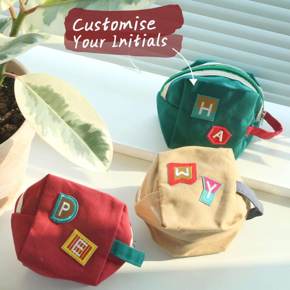 Embroidery Alphabet - Custom Initial Embroidered Mini Pouch Personalized