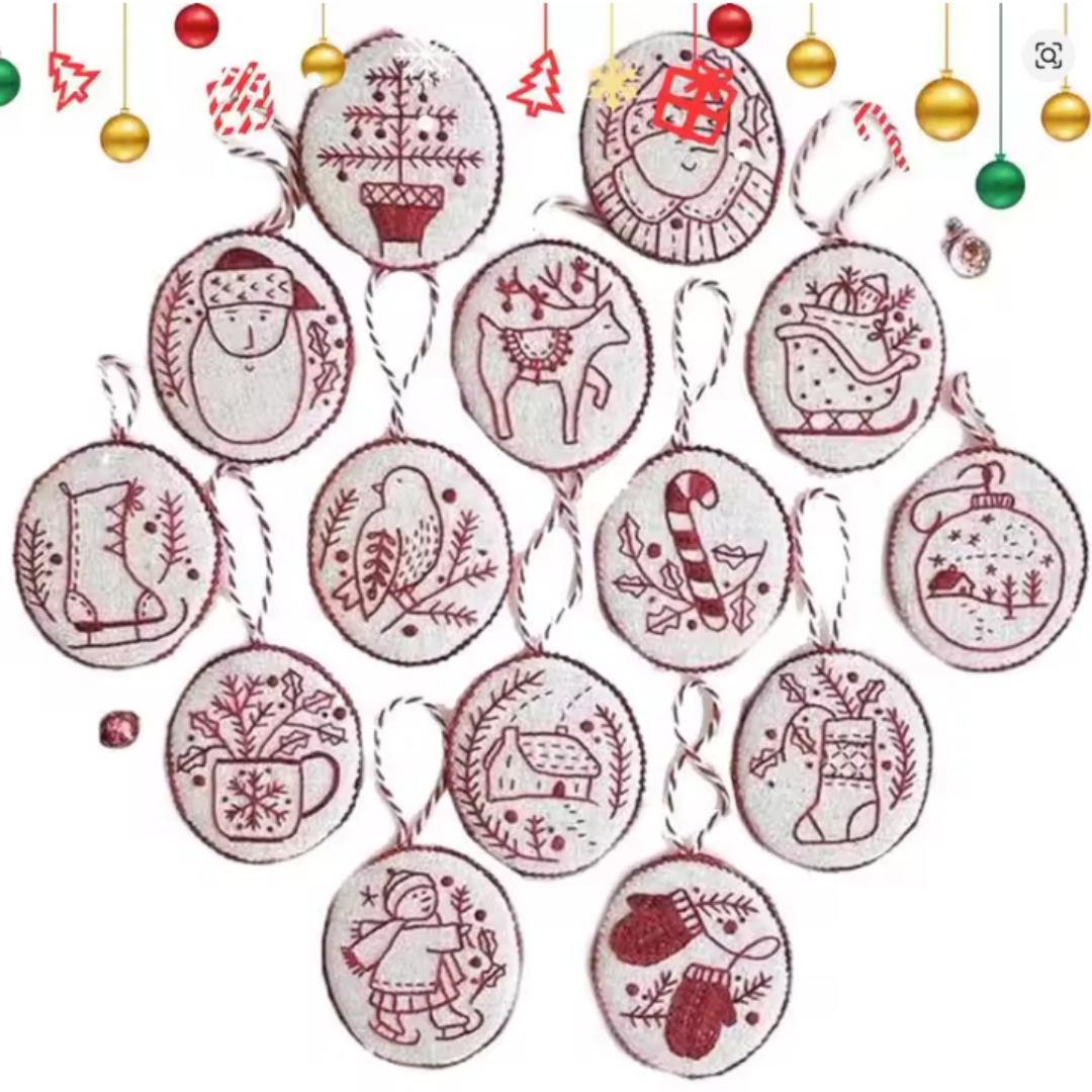 Embroidery Xmas Decorations - Christmas 2025 News Handmade Embroidery Stamped