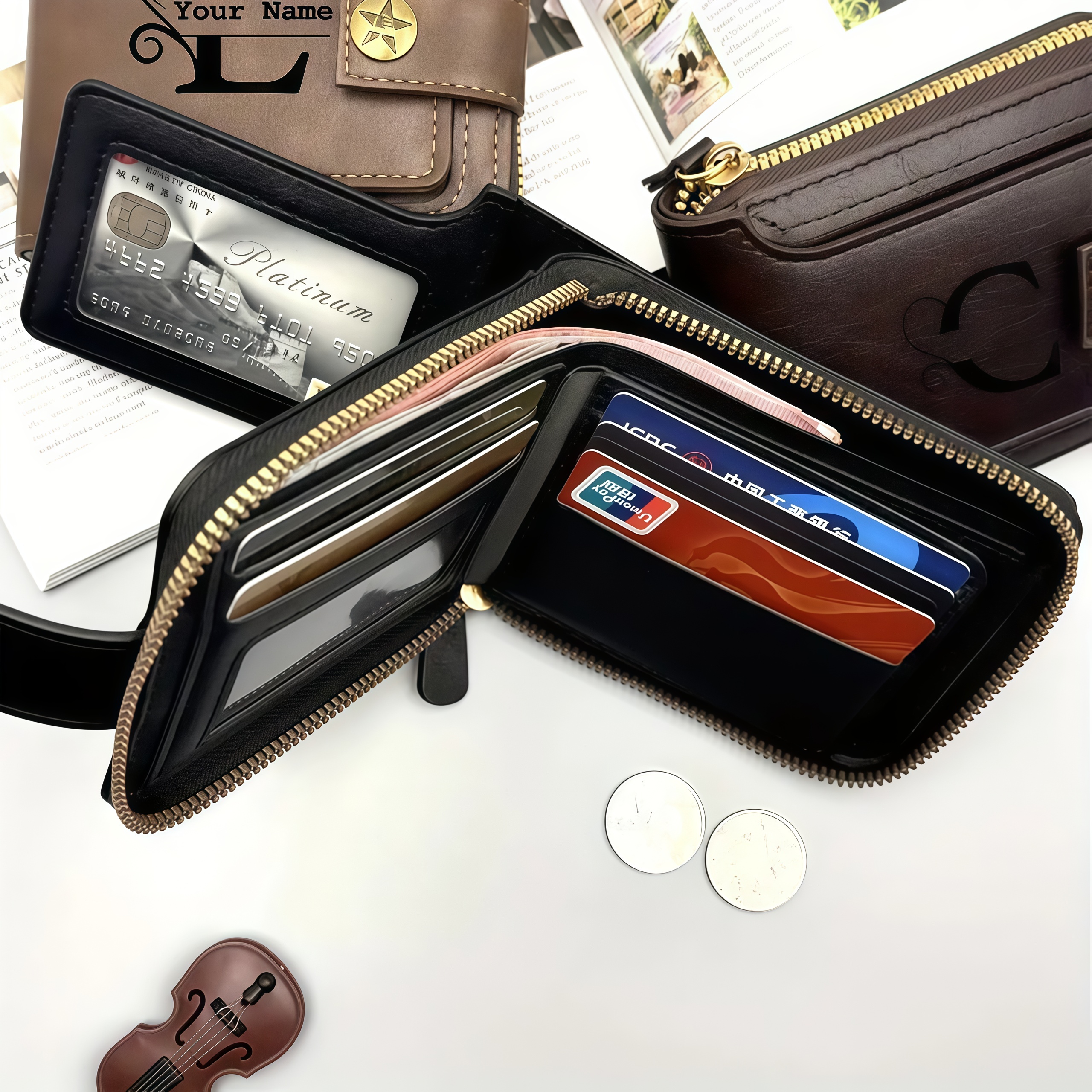 Customized Men's Name Wallet G - Embroidery Alphabet incelemesi ve fiyatı
