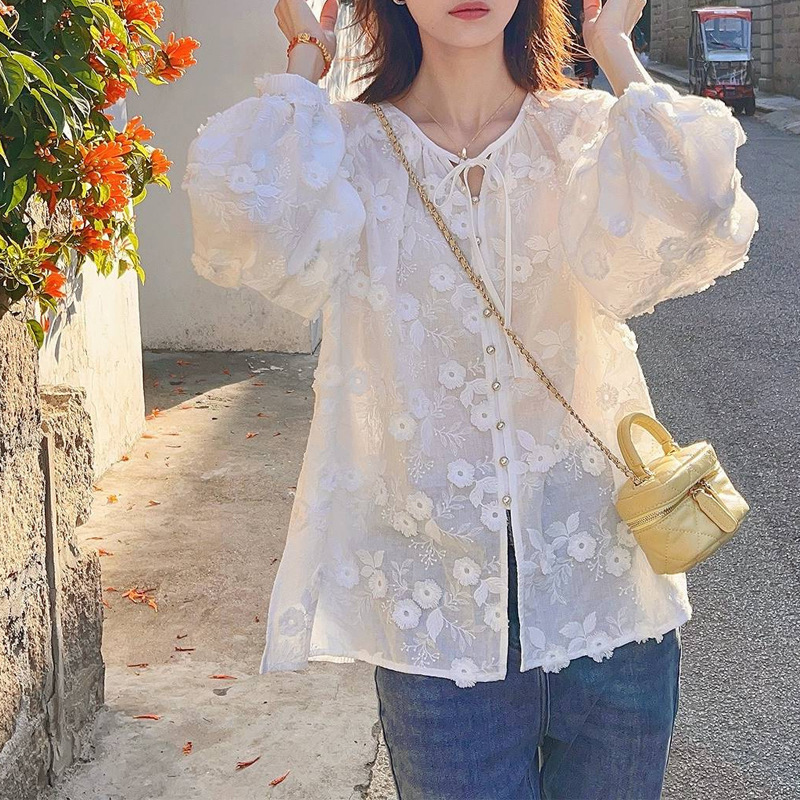 Women 3D Floral Embroidery Tie - Embroidery Shirt incelemesi ve fiyatı