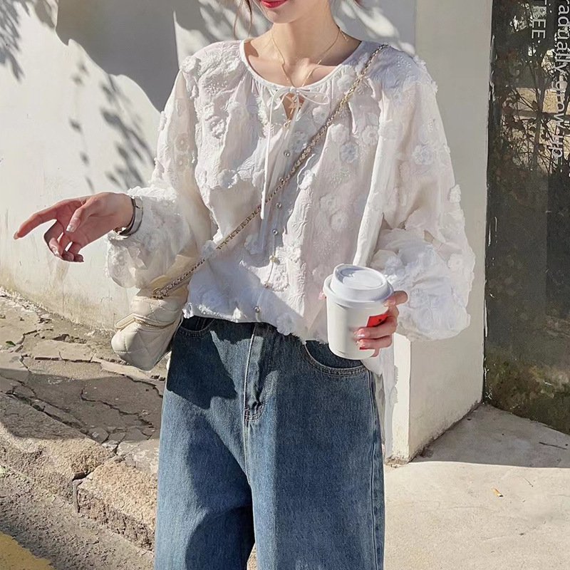 Women 3D Floral Embroidery Tie - Embroidery Shirt incelemesi ve fiyatı
