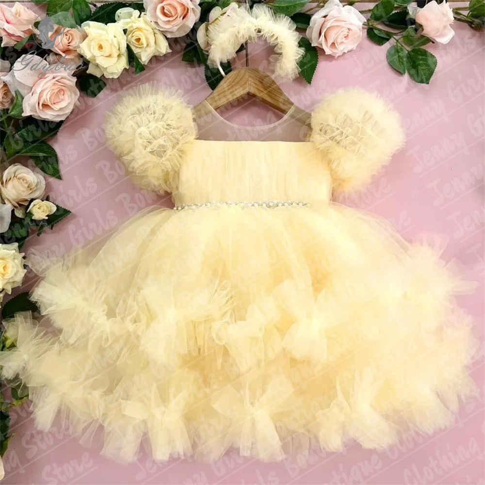 Beautiful Girl Glitter Pearls  - Embroidery Yellow Dress incelemesi ve fiyatı