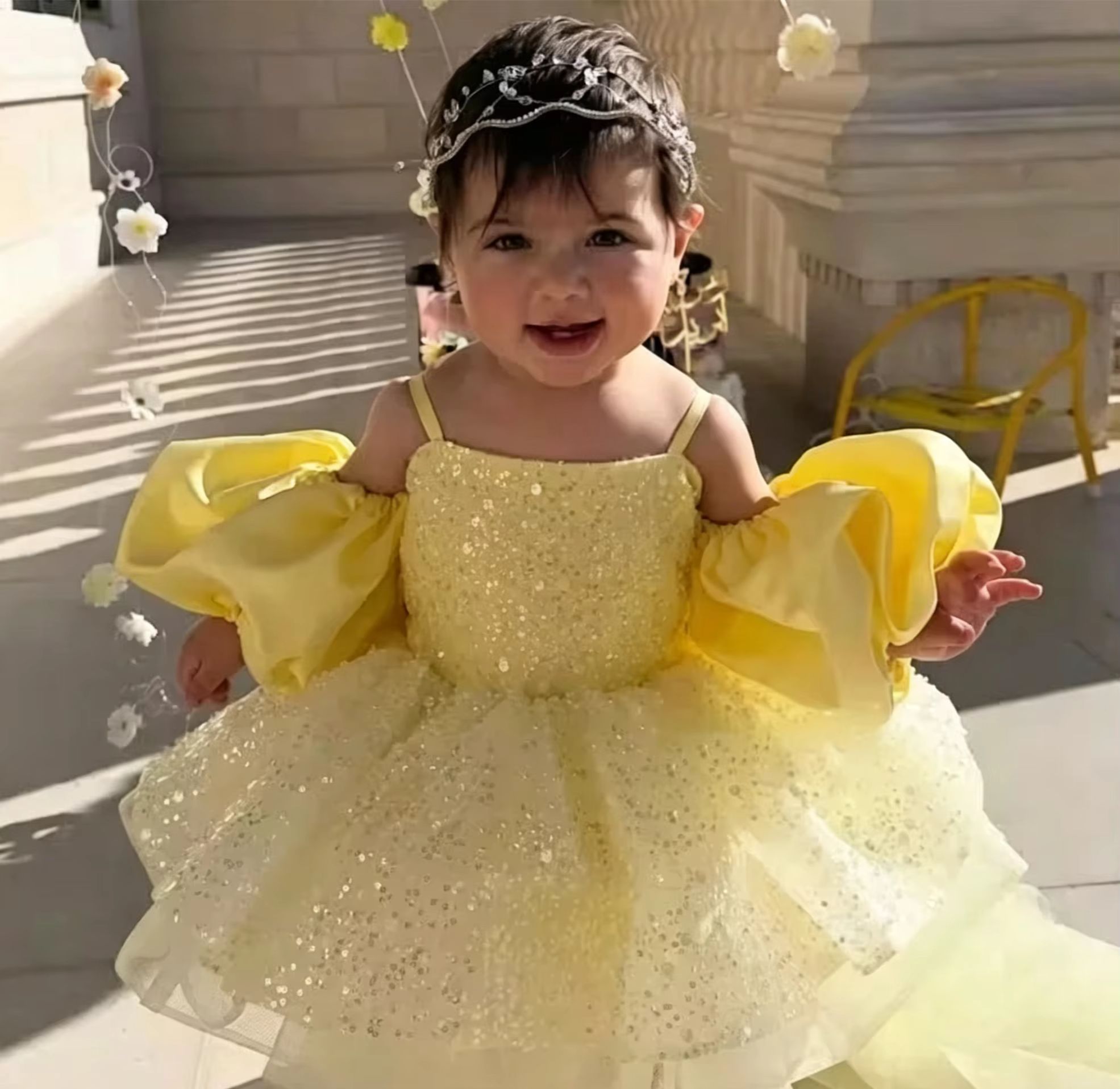 Cute Yellow Flower Girl Dresse - Embroidery Yellow Dress incelemesi ve fiyatı