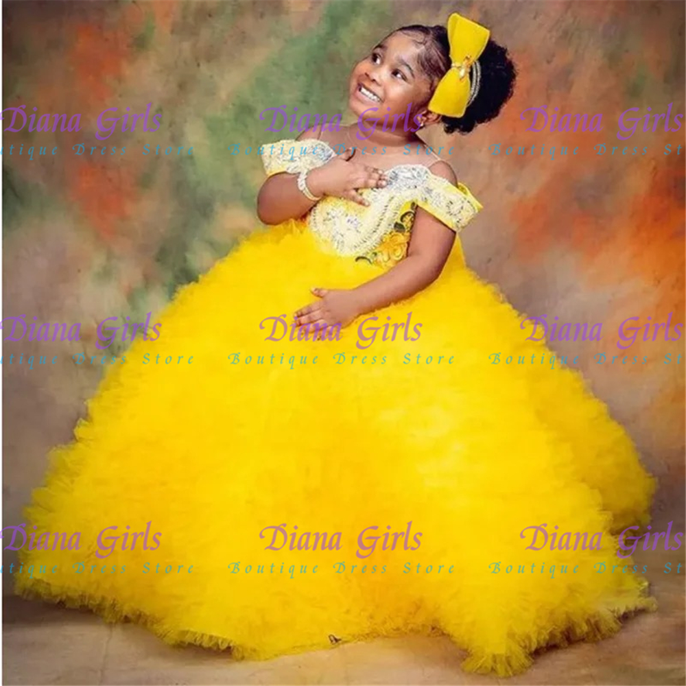 Lovely Yellow Flower Girls Dre - Embroidery Yellow Dress incelemesi ve fiyatı