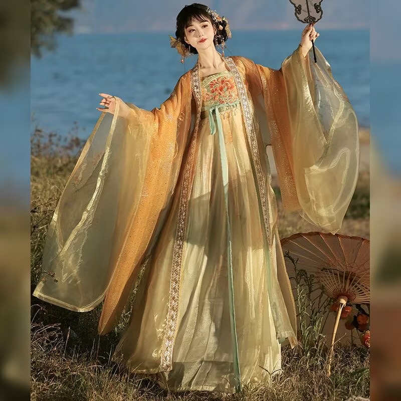 Women's Traditional Chinese Ha - Embroidery Yellow Dress incelemesi ve fiyatı