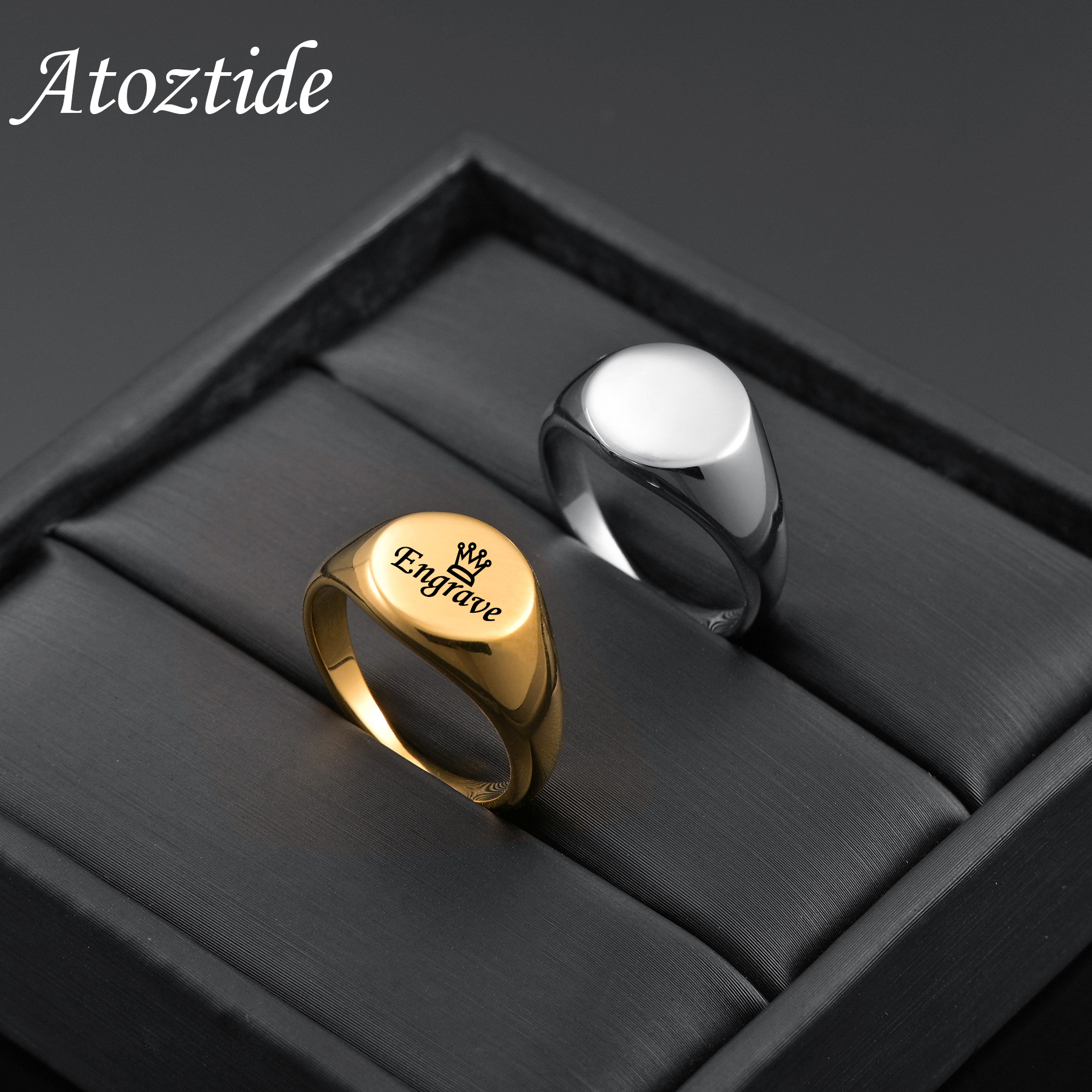 Atoztide Custom Engraved Ring  - Embroidery Alphabet incelemesi ve fiyatı