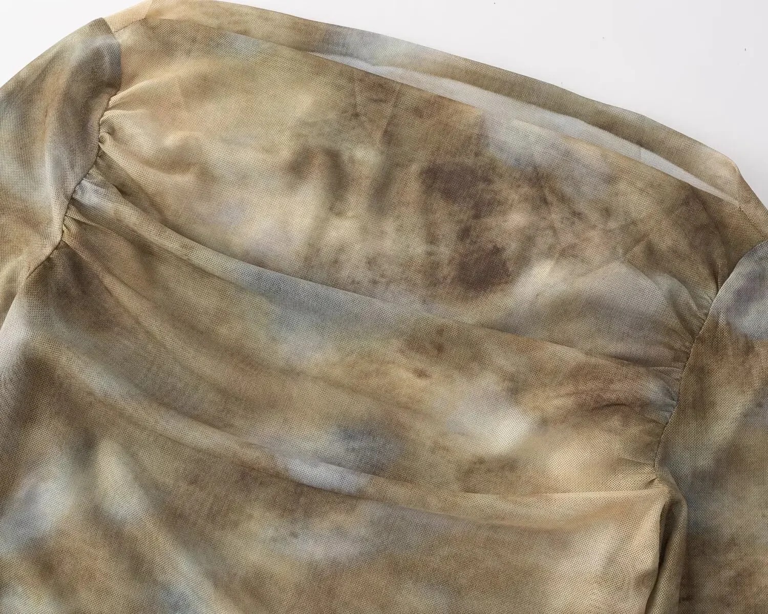 2025 Sexy Tie-Dye Print Ruched - Embroidery Shirt incelemesi ve fiyatı
