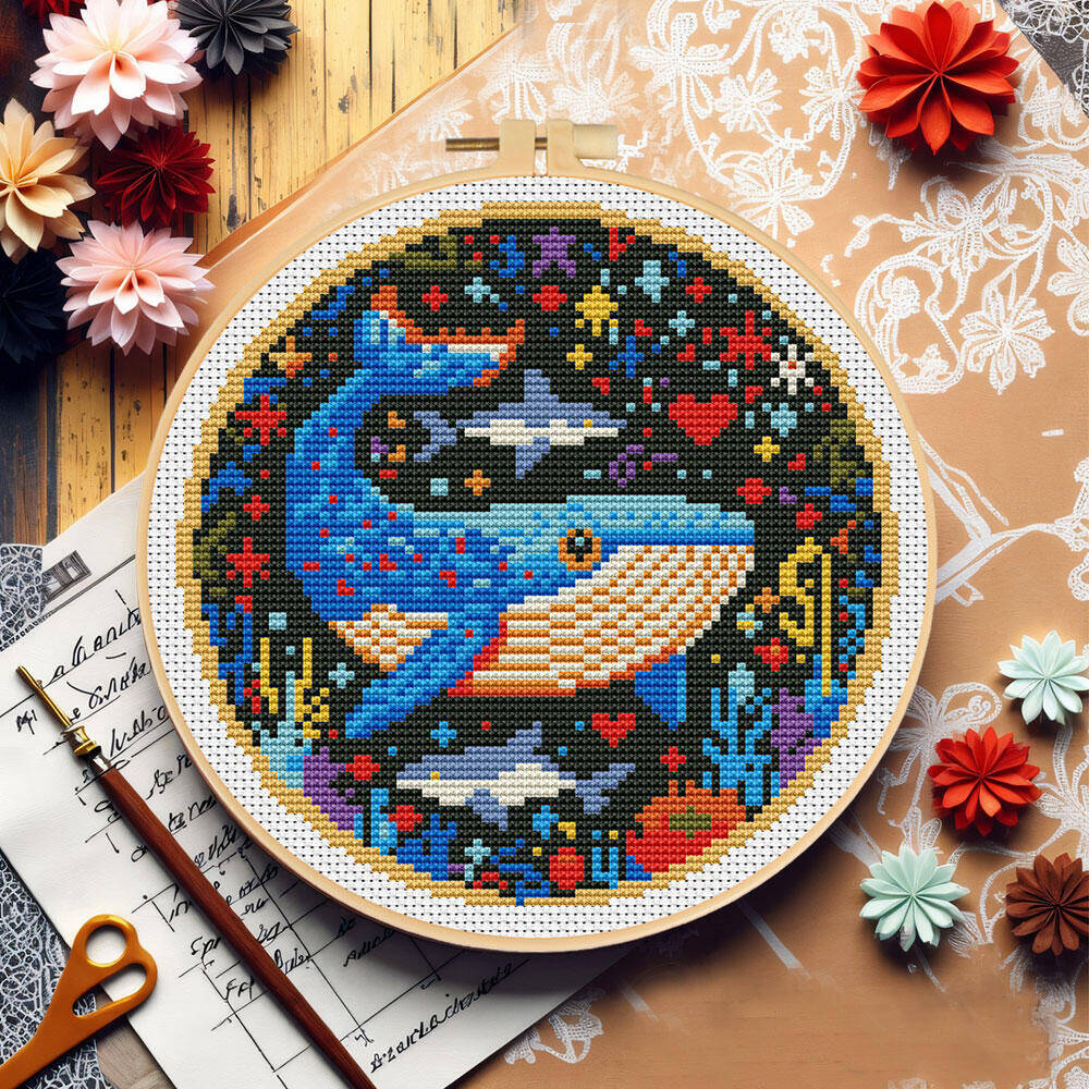 DIY Cross Stitch Whale Embroid - Stitch Marker Ring incelemesi ve fiyatı