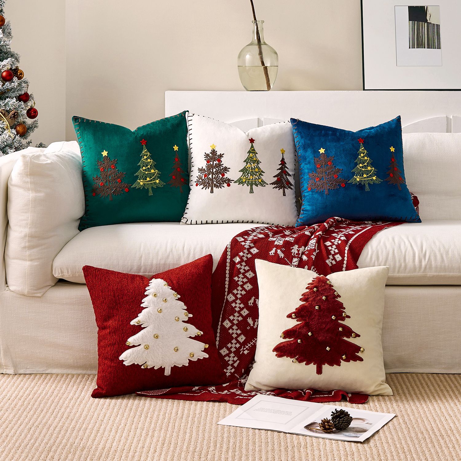 1pc Embroidery Cushion Cover C - Embroidery Xmas Decorations incelemesi ve fiyatı