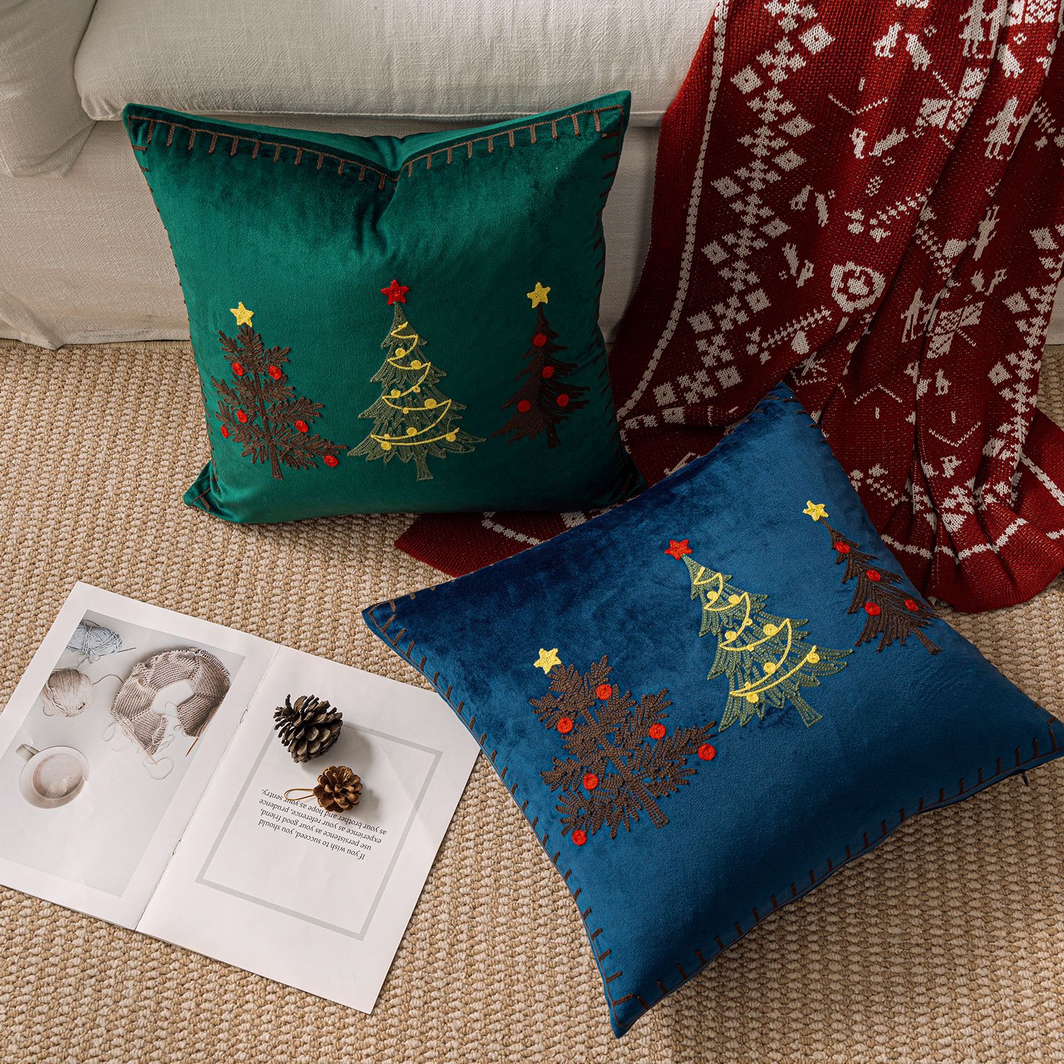 1pc Embroidery Cushion Cover C - Embroidery Xmas Decorations incelemesi ve fiyatı