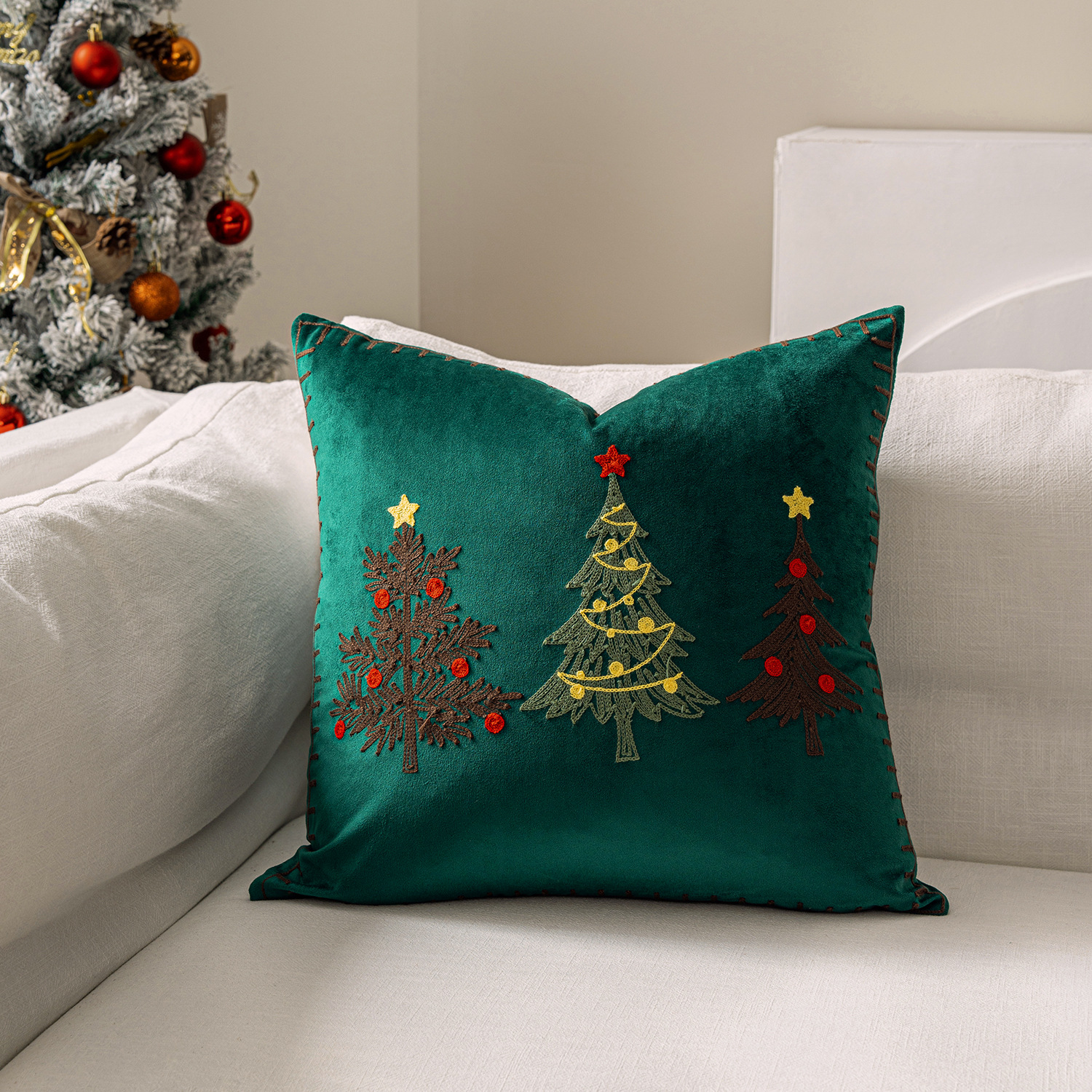 1pc Embroidery Cushion Cover C - Embroidery Xmas Decorations incelemesi ve fiyatı