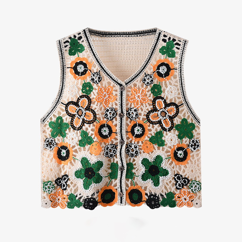 Daisy Crochet Vest for Women S - Embroidery Daisy incelemesi ve fiyatı