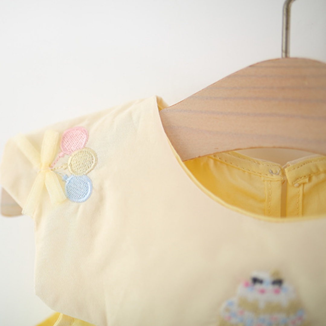 Toddler Girl Yellow Cotton Dre - Embroidery Yellow Dress incelemesi ve fiyatı
